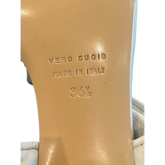 Gia x Pernille Teisbaek Leather Heels Sandals Square Toe Italy White Sz 6.5 36.5 - Picture 12 of 12